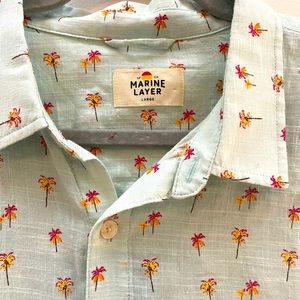 Men's large Marine Layer camp shirt with palm trees